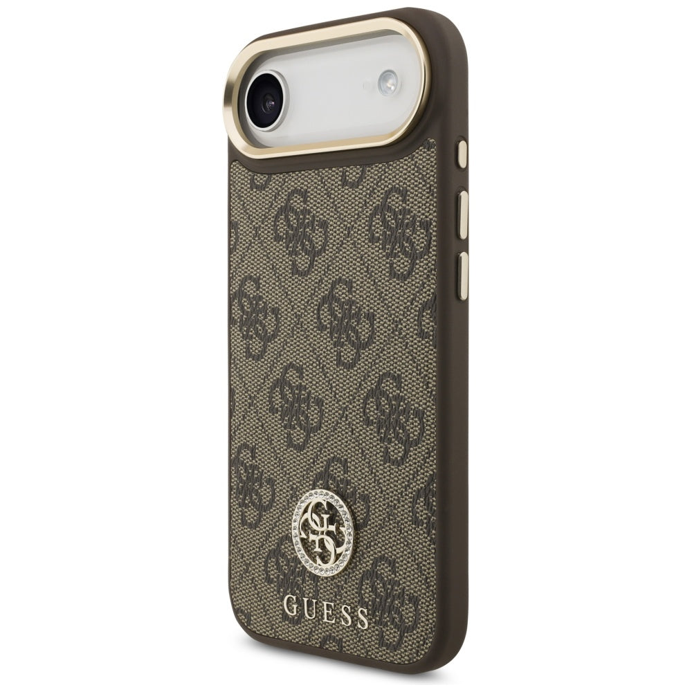 Futrola MagSafe za Apple iPhone 17 Air, Guess, 4G Strass Logo with Big Strap, Braon