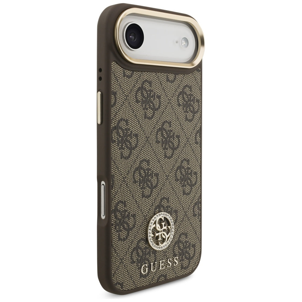 Futrola MagSafe za Apple iPhone 17 Air, Guess, 4G Strass Logo with Big Strap, Braon