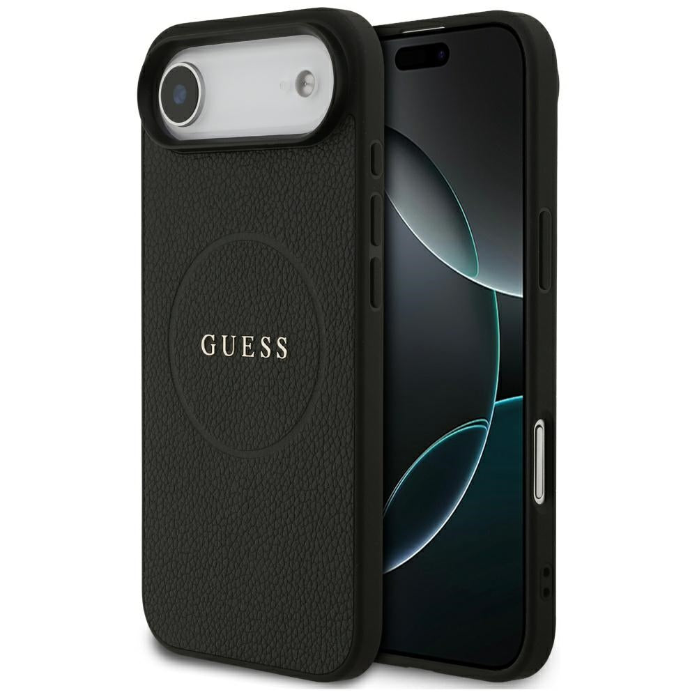 Husa MagSafe za Apple iPhone 17 Air, Guess, Grained Gold Ring, Crna