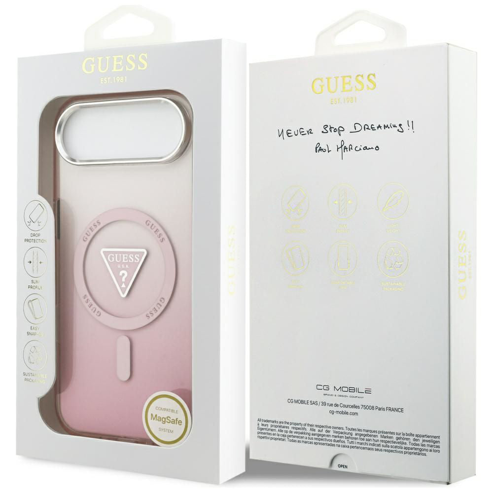 Futrola MagSafe za Apple iPhone 17 Air, Guess, IML Gradient Triangle Logo, Roze