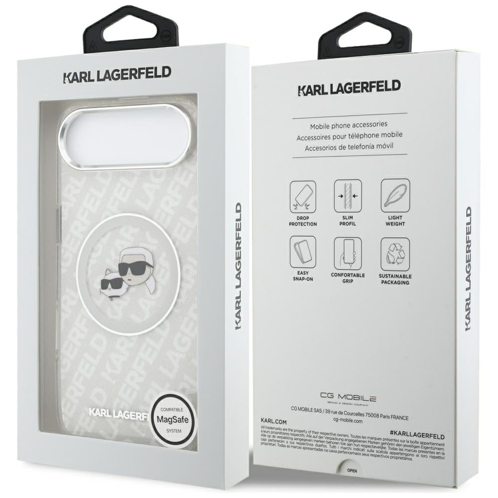 Futrola MagSafe za Apple iPhone 17 Air, Karl Lagerfeld, IML Glitter Karl & Choupette`s Heads, Siva