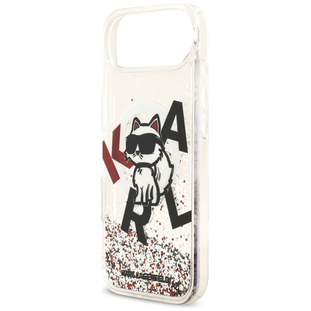 Futrola MagSafe za Apple iPhone 17 Air, Karl Lagerfeld, Liquid Glitter Choupette Logo, Transparentna