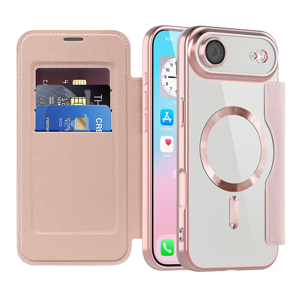 Futrola MagSafe za Apple iPhone 17 Air, Techsuit, SmartMag Book, Roze