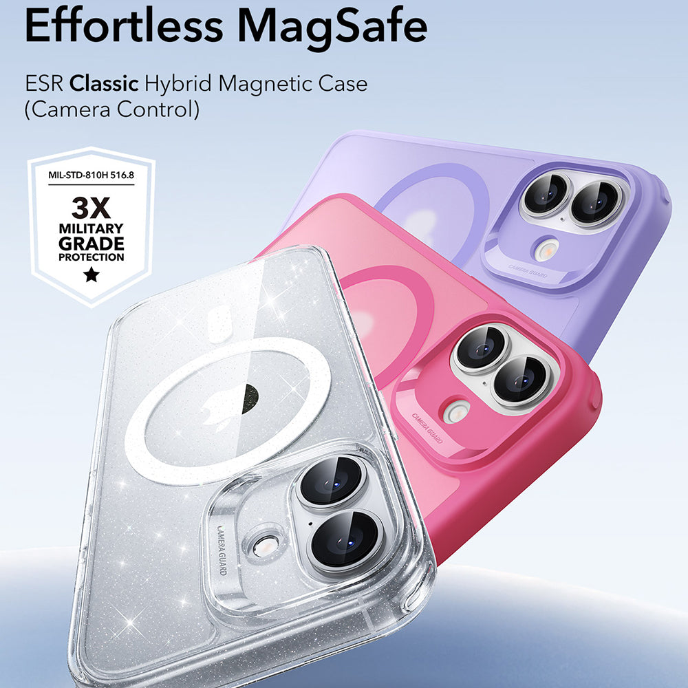 Futrola MagSafe za Apple iPhone 17, ESR, Classic Hybrid Shimmer, Transparentna