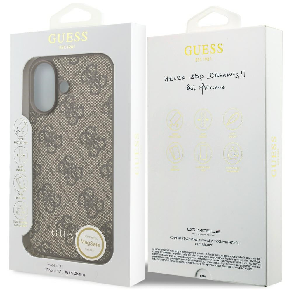 Futrola MagSafe za Apple iPhone 17, Guess, 4G Charm Cradle, Braon