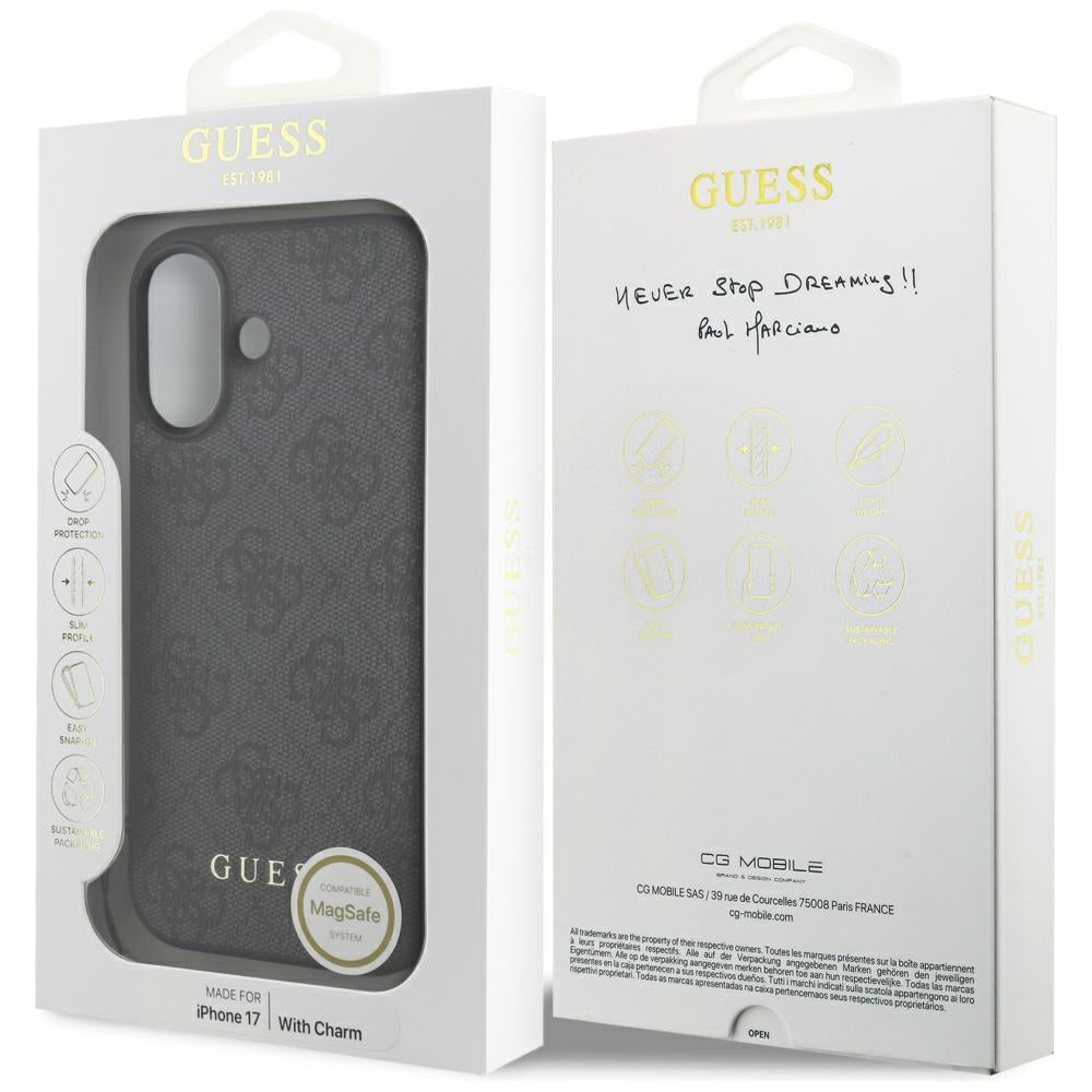 Futrola MagSafe za Apple iPhone 17, Guess, 4G Charm Cradle, Crna