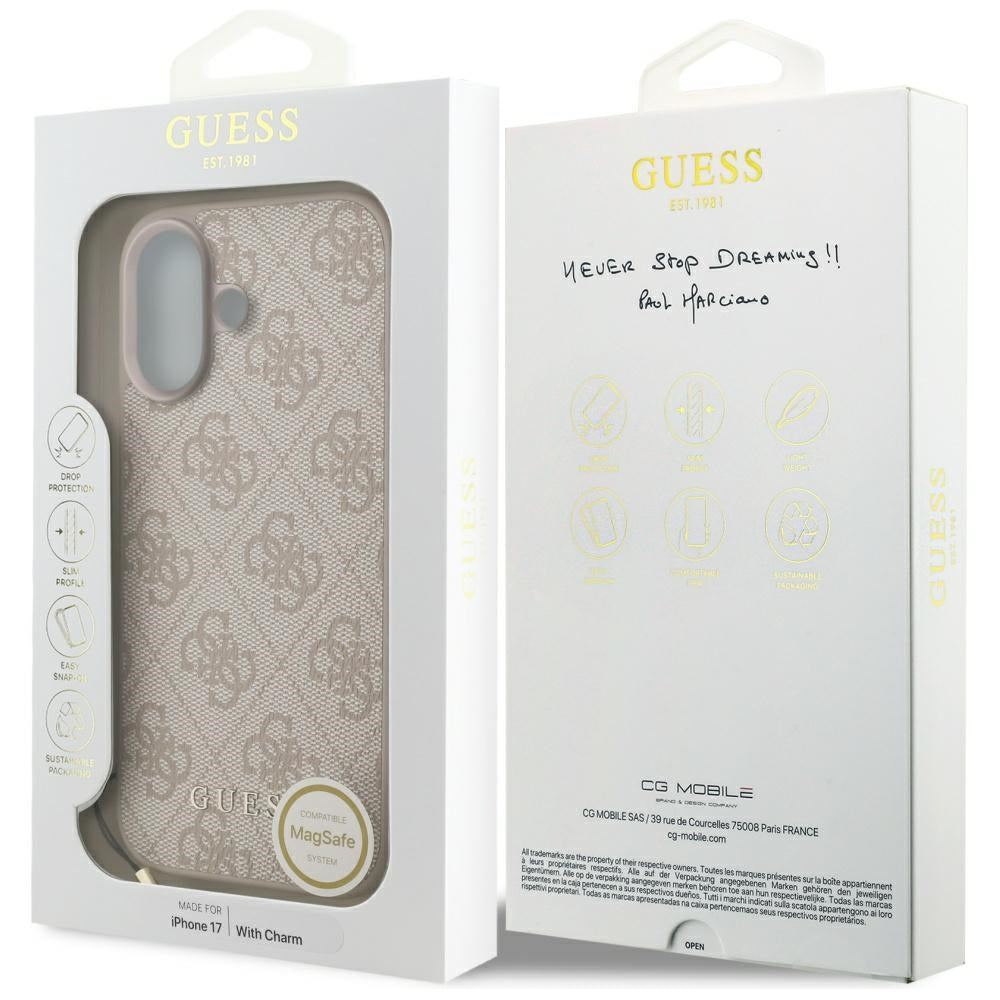 Husa MagSafe za Apple iPhone 17, Guess, 4G Charm Cradle, Roze