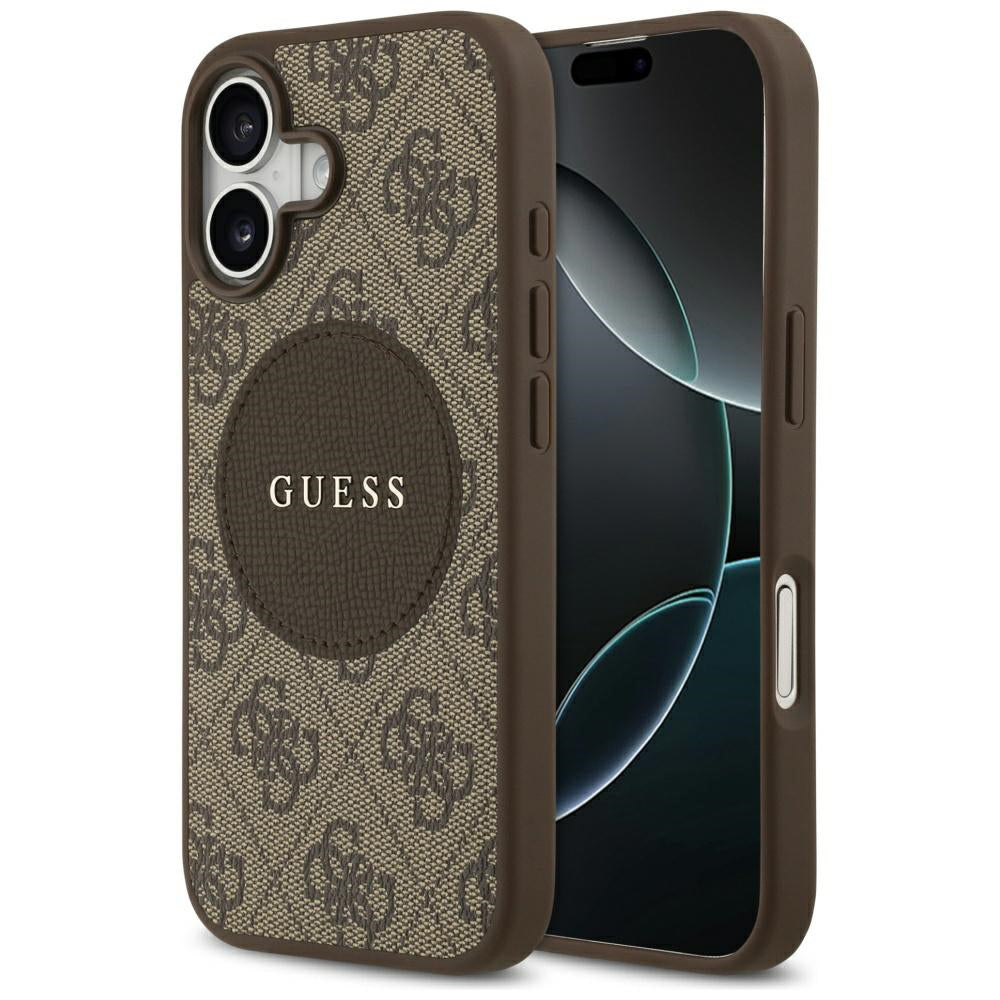 Futrola MagSafe za Apple iPhone 17, Guess, 4G Circle Classic Logo, Braon