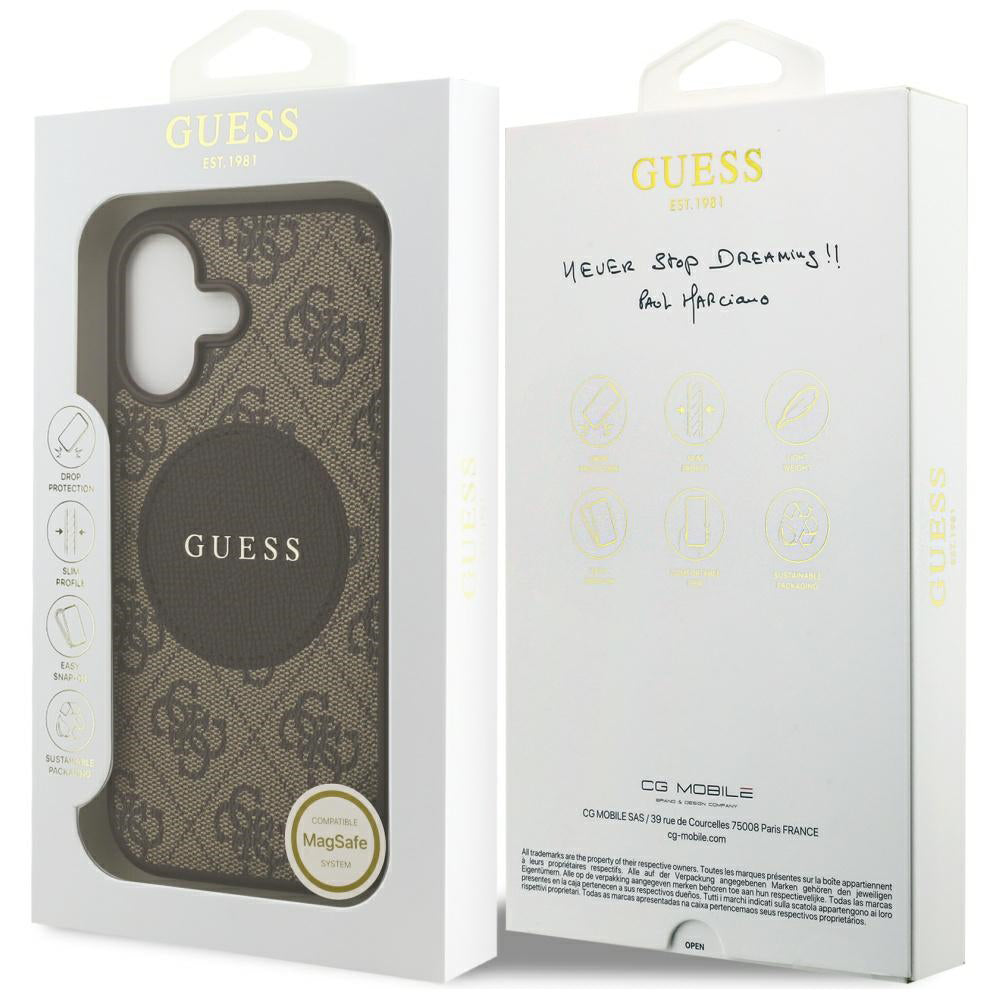 Futrola MagSafe za Apple iPhone 17, Guess, 4G Circle Classic Logo, Braon
