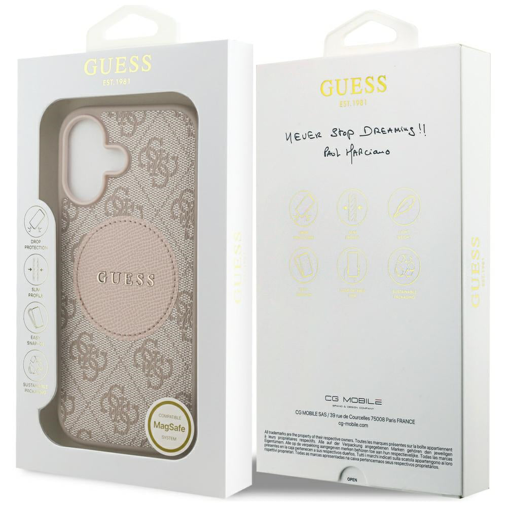 Futrola MagSafe za Apple iPhone 17, Guess, 4G Circle Classic Logo, Roze