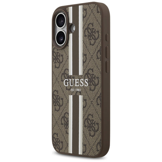 Futrola MagSafe za Apple iPhone 17, Guess, 4G Printed Stripes, Braon