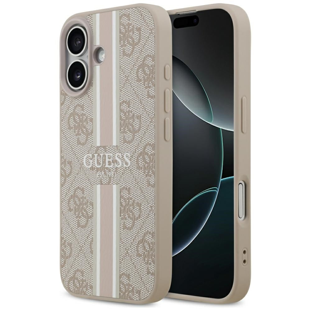 Futrola MagSafe za Apple iPhone 17, Guess, 4G Printed Stripes, Roze