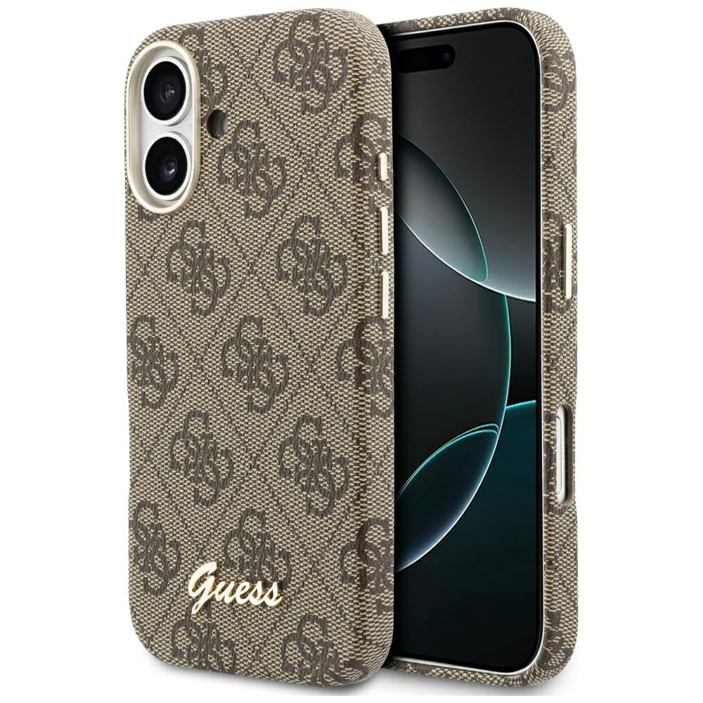 Futrola MagSafe za Apple iPhone 17, Guess, 4G Script Logo, Braon