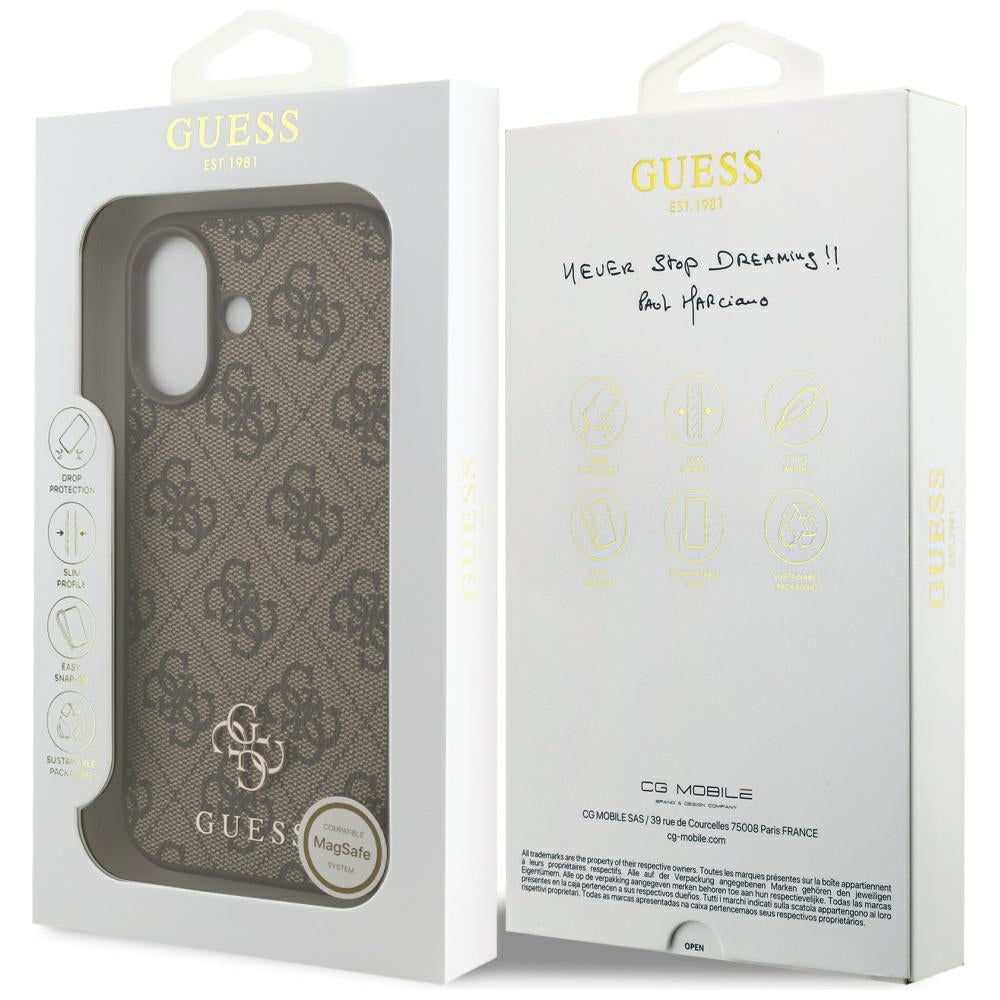 Futrola MagSafe za Apple iPhone 17, Guess, 4G Small and Classic Logo, Braon
