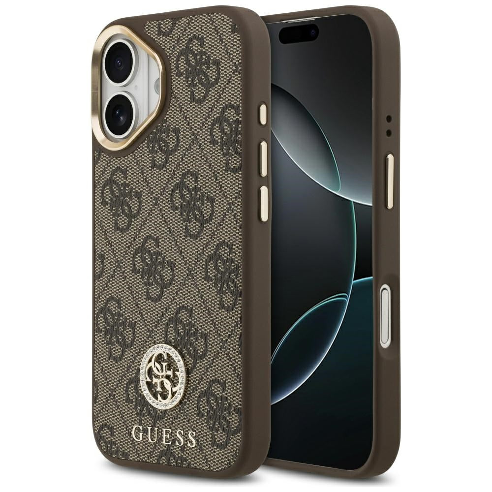 Futrola MagSafe za Apple iPhone 17, Guess, 4G Strass Logo, Braon