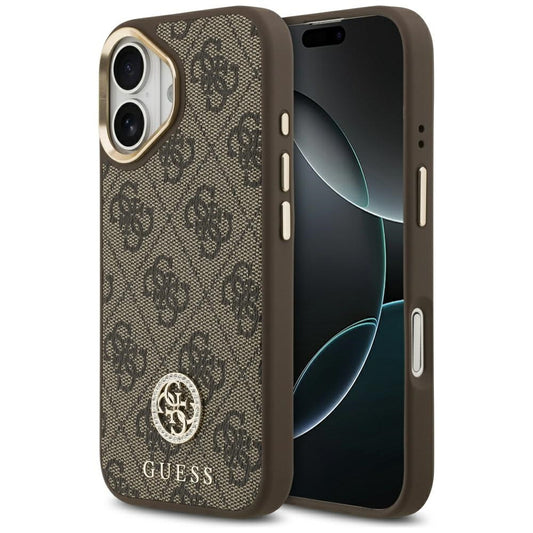 Futrola MagSafe za Apple iPhone 17, Guess, 4G Strass Logo, Braon