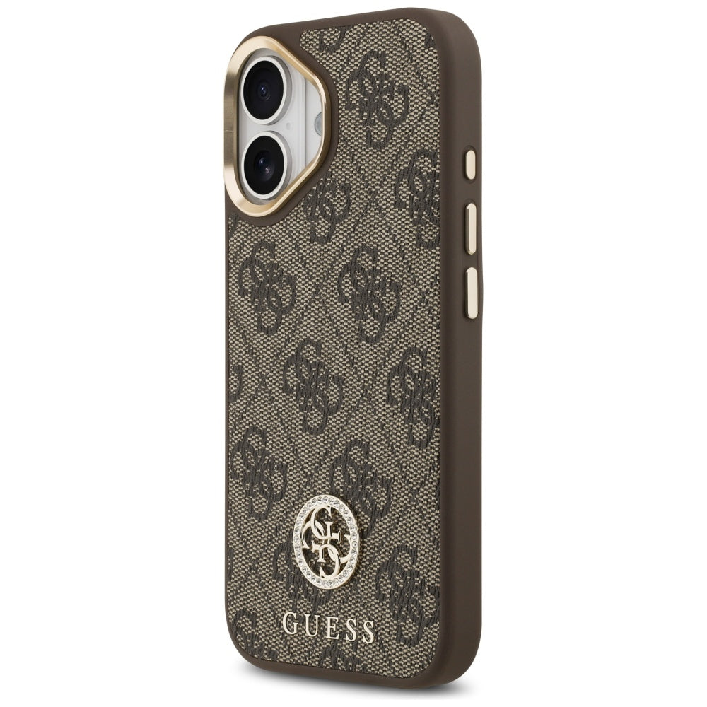 Futrola MagSafe za Apple iPhone 17, Guess, 4G Strass Logo, Braon