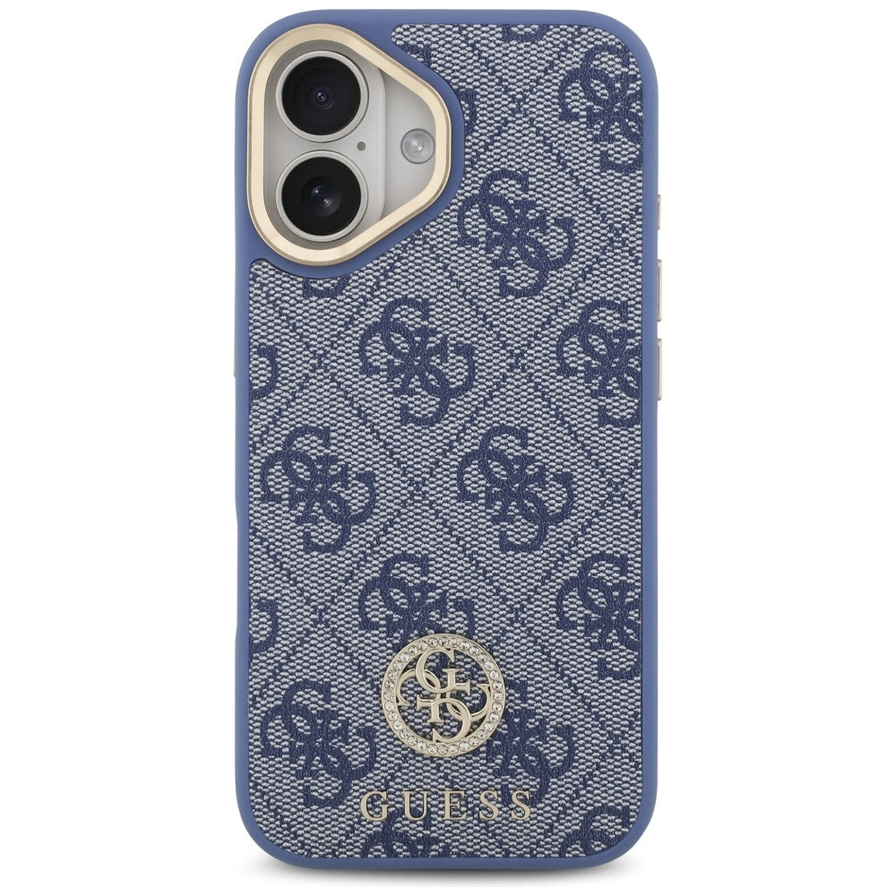 Husa MagSafe za Apple iPhone 17, Guess, 4G Strass Logo with Big Strap, Plava