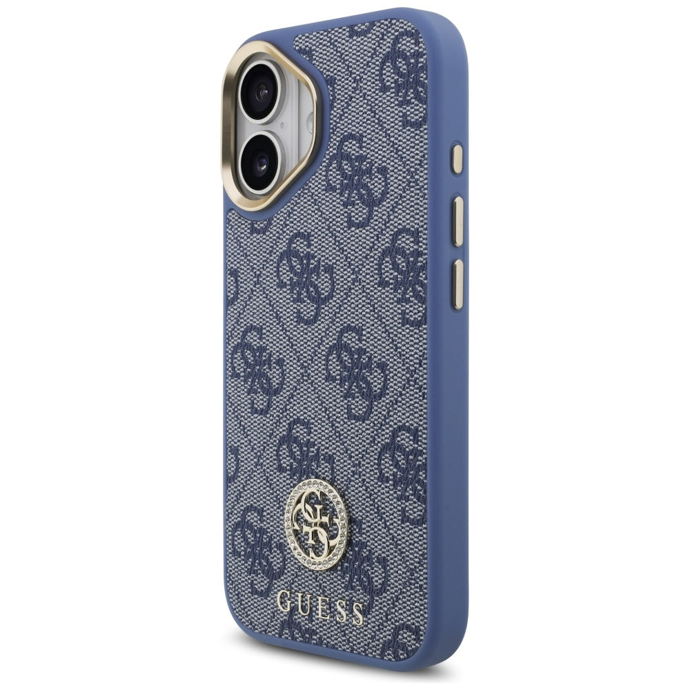Husa MagSafe za Apple iPhone 17, Guess, 4G Strass Logo with Big Strap, Plava