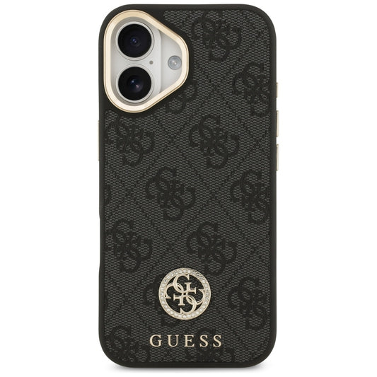 Futrola MagSafe za Apple iPhone 17, Guess, 4G Strass Logo with Big Strap, Crna