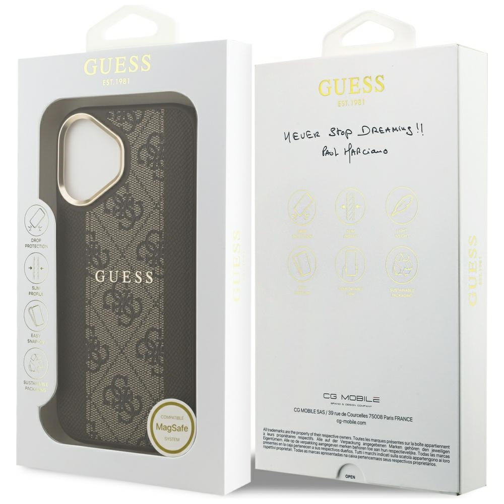 Futrola MagSafe za Apple iPhone 17, Guess, 4G Stripe, Braon