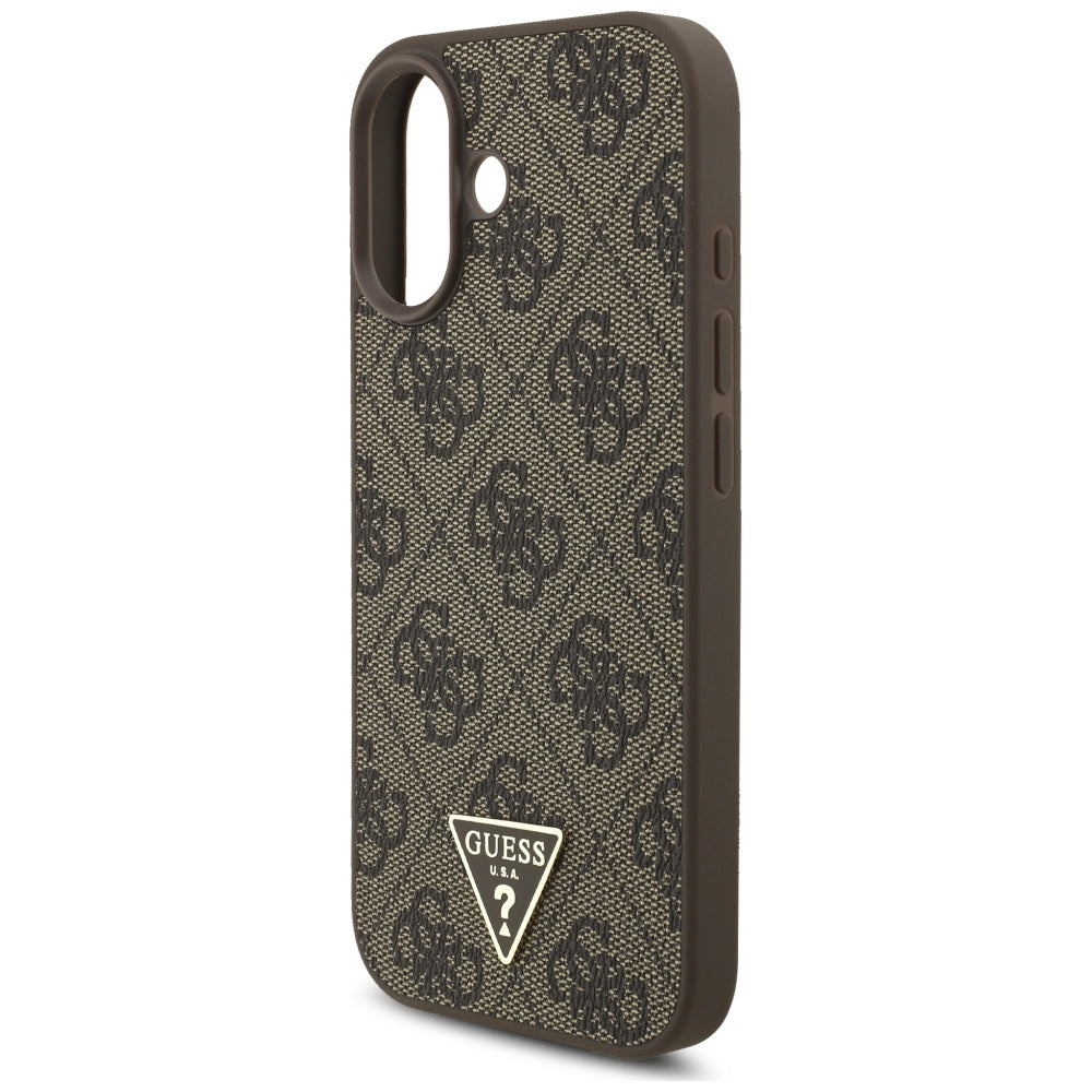Husa MagSafe za Apple iPhone 17, Guess, 4G Triangle Logo Cord Strap, Braon