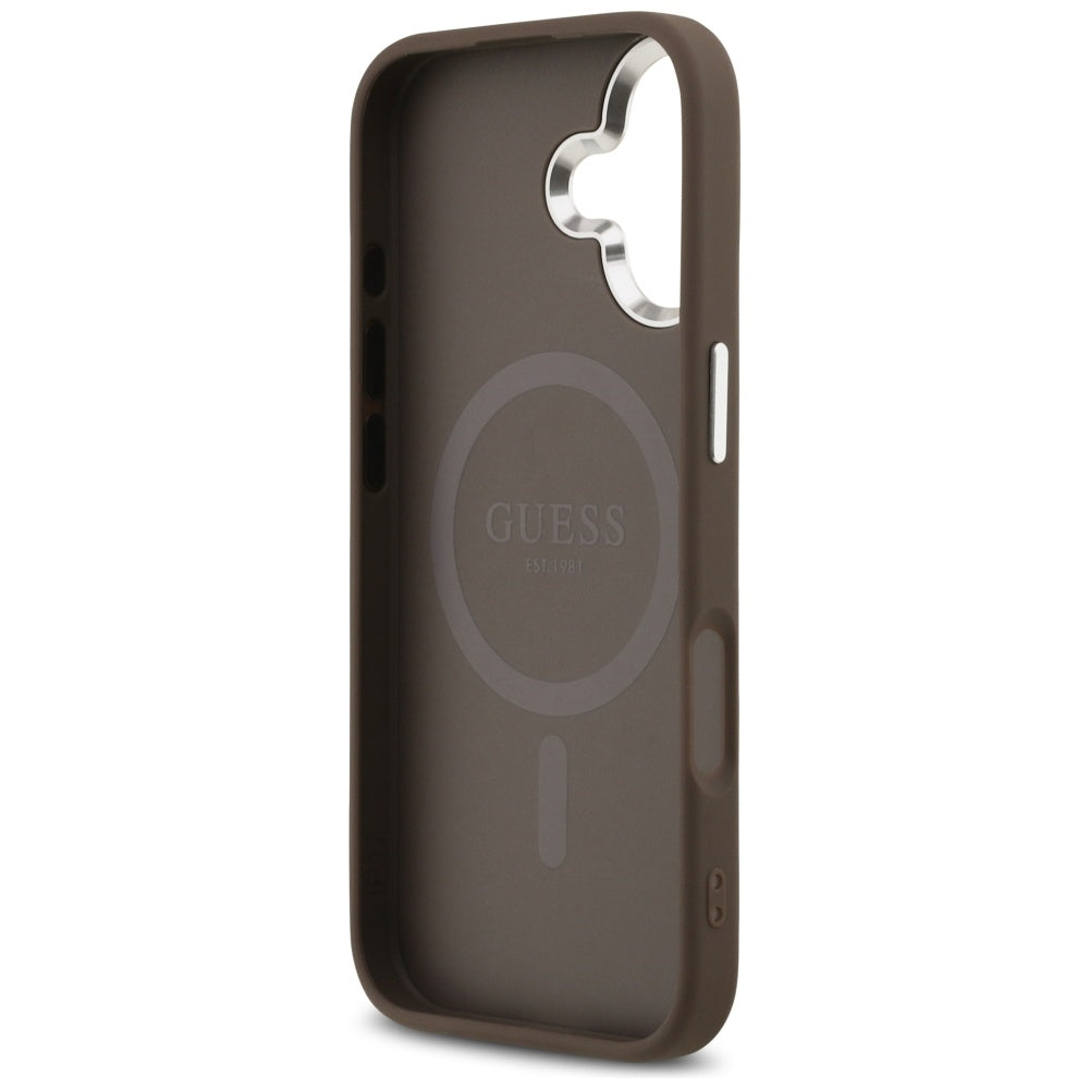 Futrola MagSafe za Apple iPhone 17, Guess, 4G Triangle Logo, Braon Srebrna