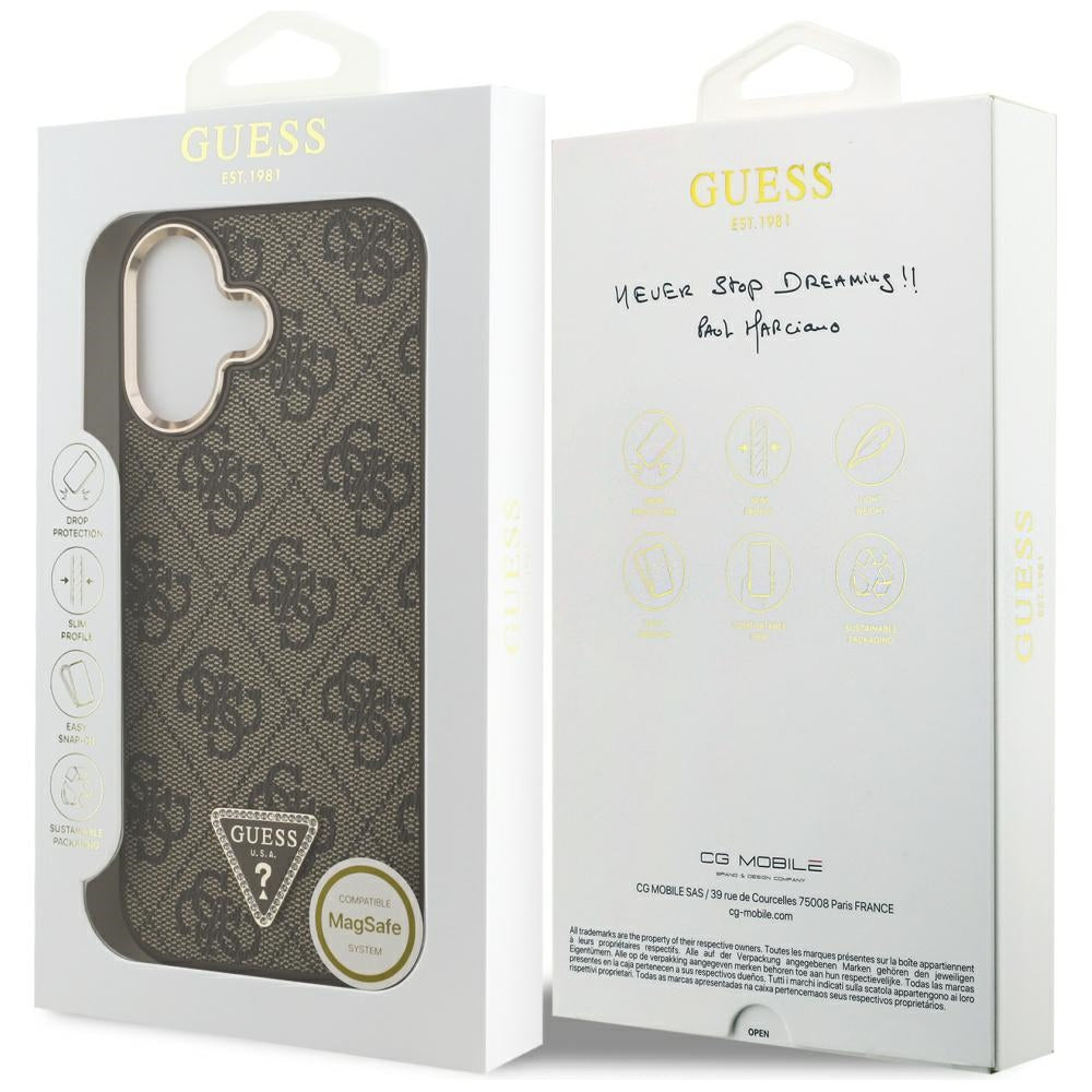 Futrola MagSafe za Apple iPhone 17, Guess, 4G Triangle Logo, Zlatno Braon