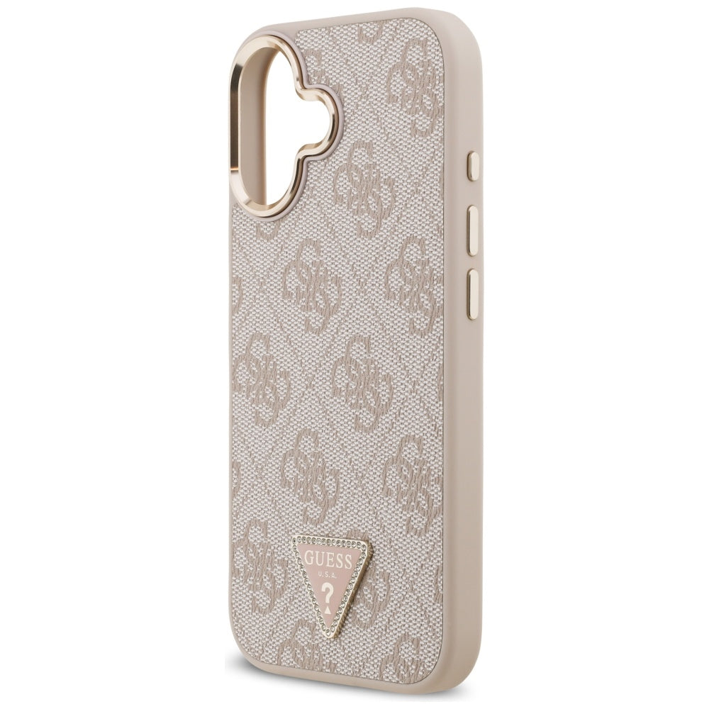 Futrola MagSafe za Apple iPhone 17, Guess, 4G Triangle Logo, Zlatno Roze