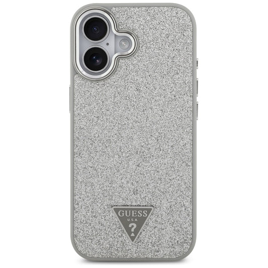 Futrola MagSafe za Apple iPhone 17, Guess, Glitter Triangle Logo, Srebrna