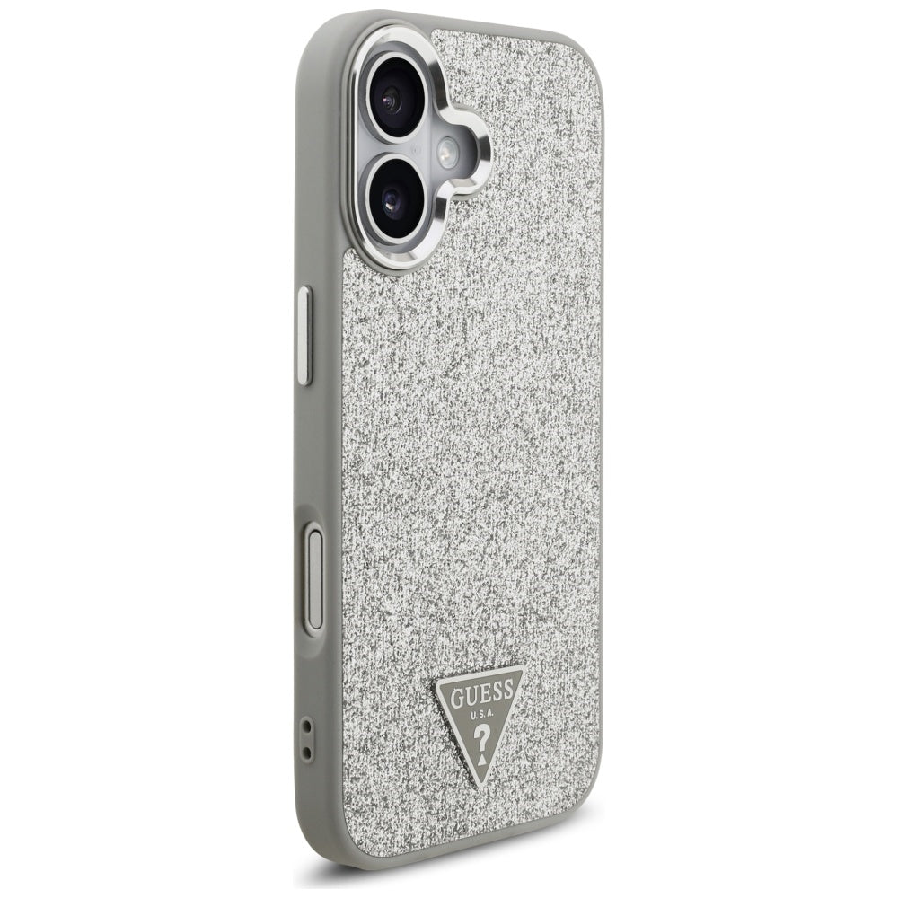 Futrola MagSafe za Apple iPhone 17, Guess, Glitter Triangle Logo, Srebrna
