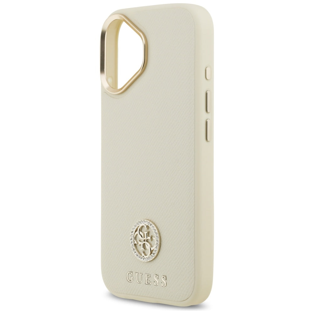Futrola MagSafe za Apple iPhone 17, Guess, Grained Strass Logo, Bež