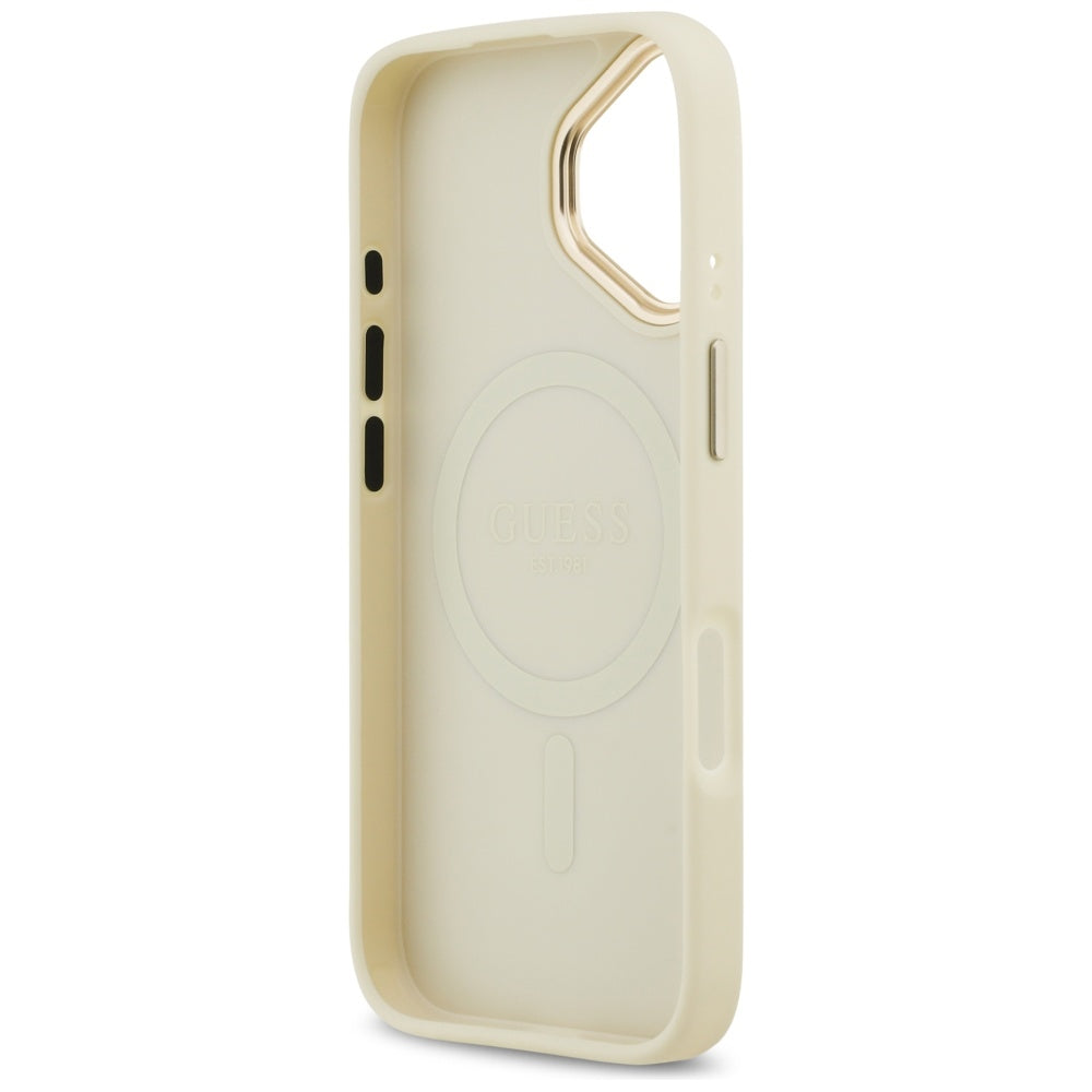 Futrola MagSafe za Apple iPhone 17, Guess, Grained Strass Logo, Bež