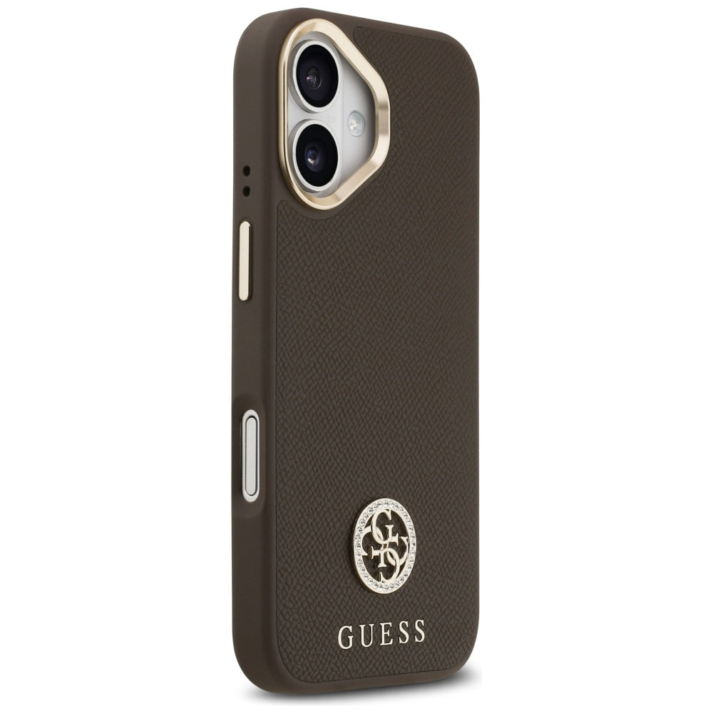 Futrola MagSafe za Apple iPhone 17, Guess, Grained Strass Logo, Braon