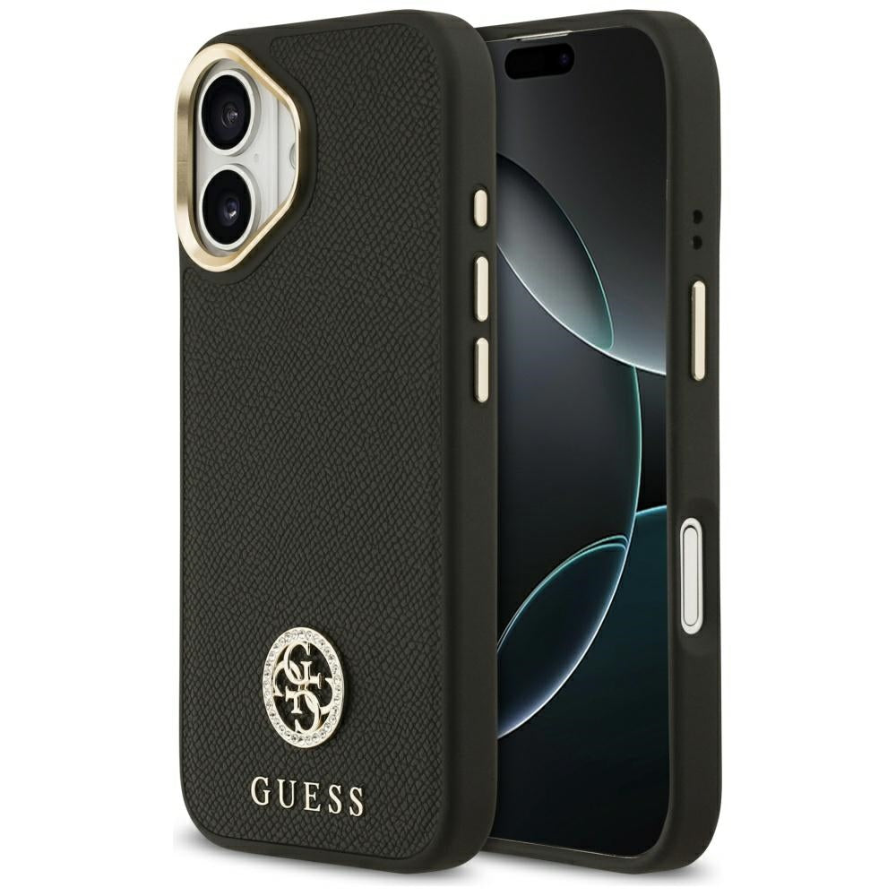 Futrola MagSafe za Apple iPhone 17, Guess, Grained Strass Logo, Crna