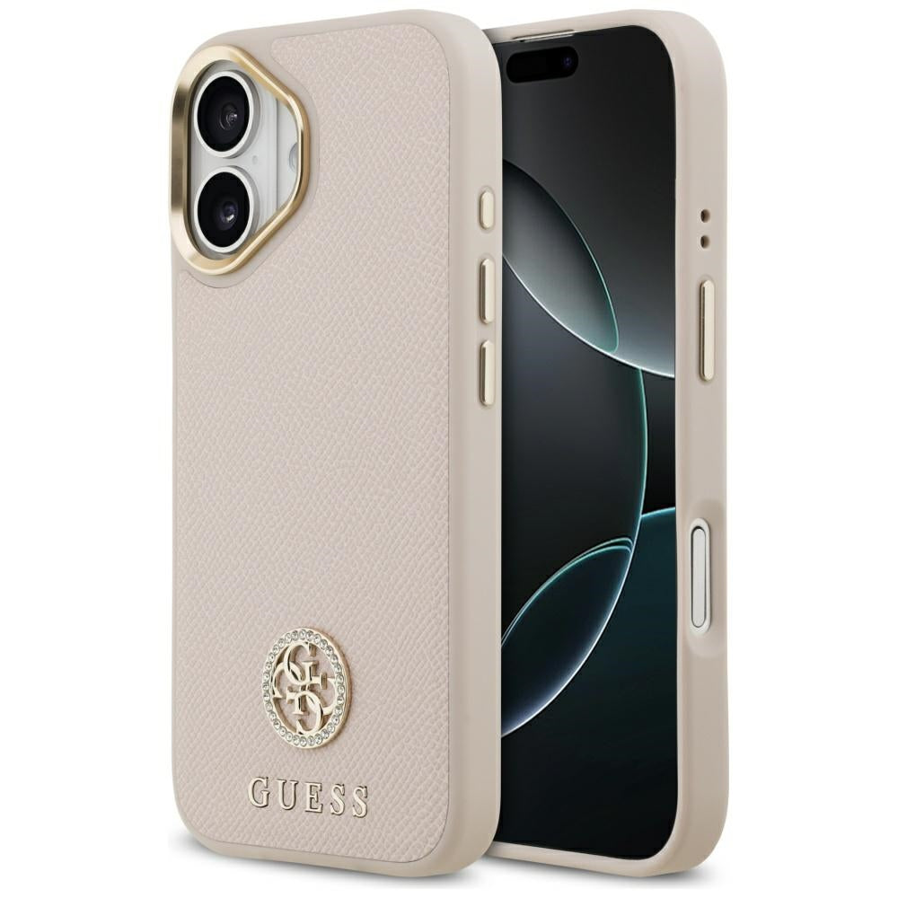 Futrola MagSafe za Apple iPhone 17, Guess, Grained Strass Logo, Roze