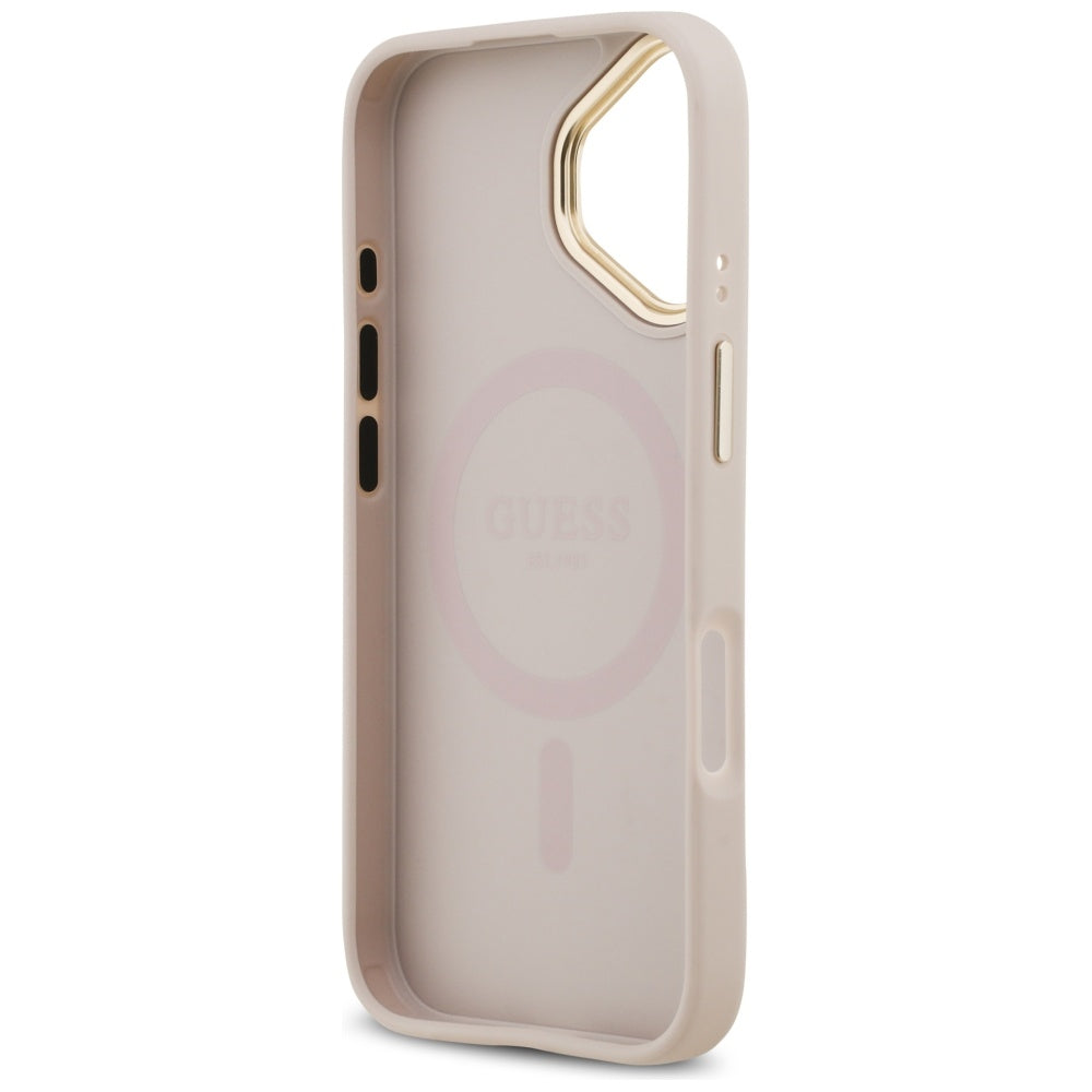 Futrola MagSafe za Apple iPhone 17, Guess, Grained Strass Logo, Roze