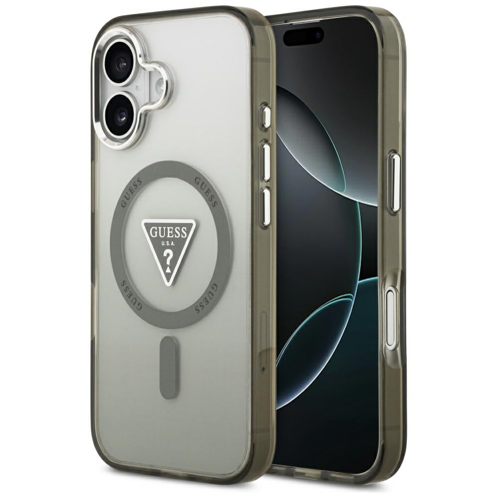 Futrola MagSafe za Apple iPhone 17, Guess, IML Gradient Triangle Logo, Srebrno Kaki