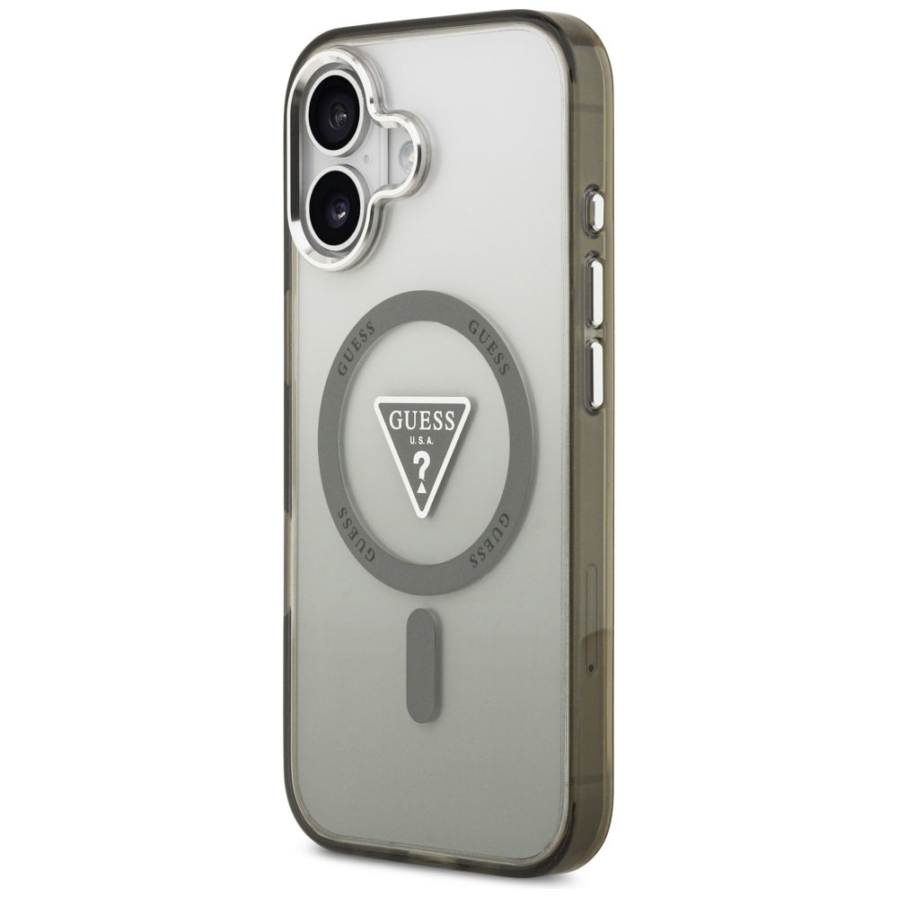 Futrola MagSafe za Apple iPhone 17, Guess, IML Gradient Triangle Logo, Srebrno Kaki
