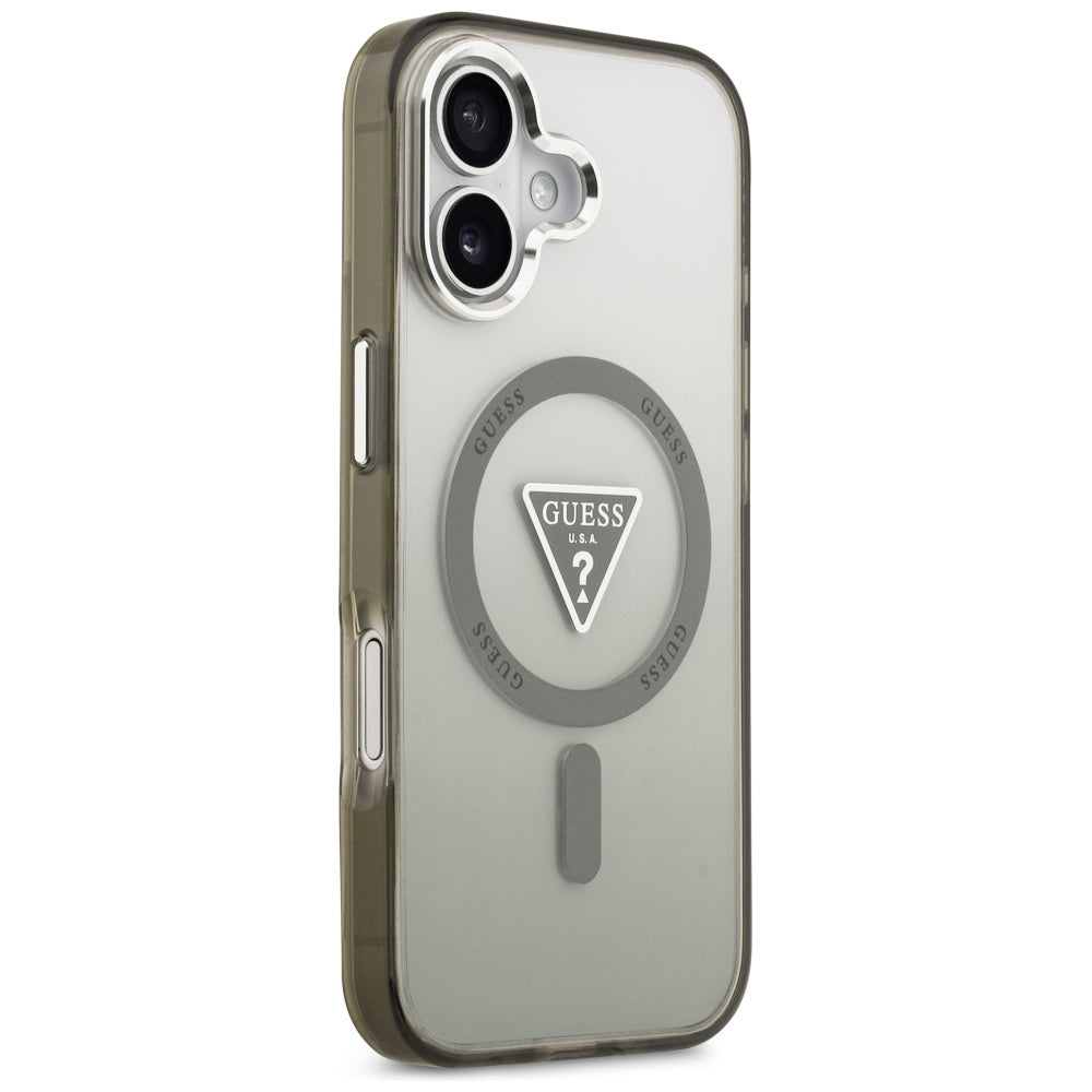 Futrola MagSafe za Apple iPhone 17, Guess, IML Gradient Triangle Logo, Srebrno Kaki