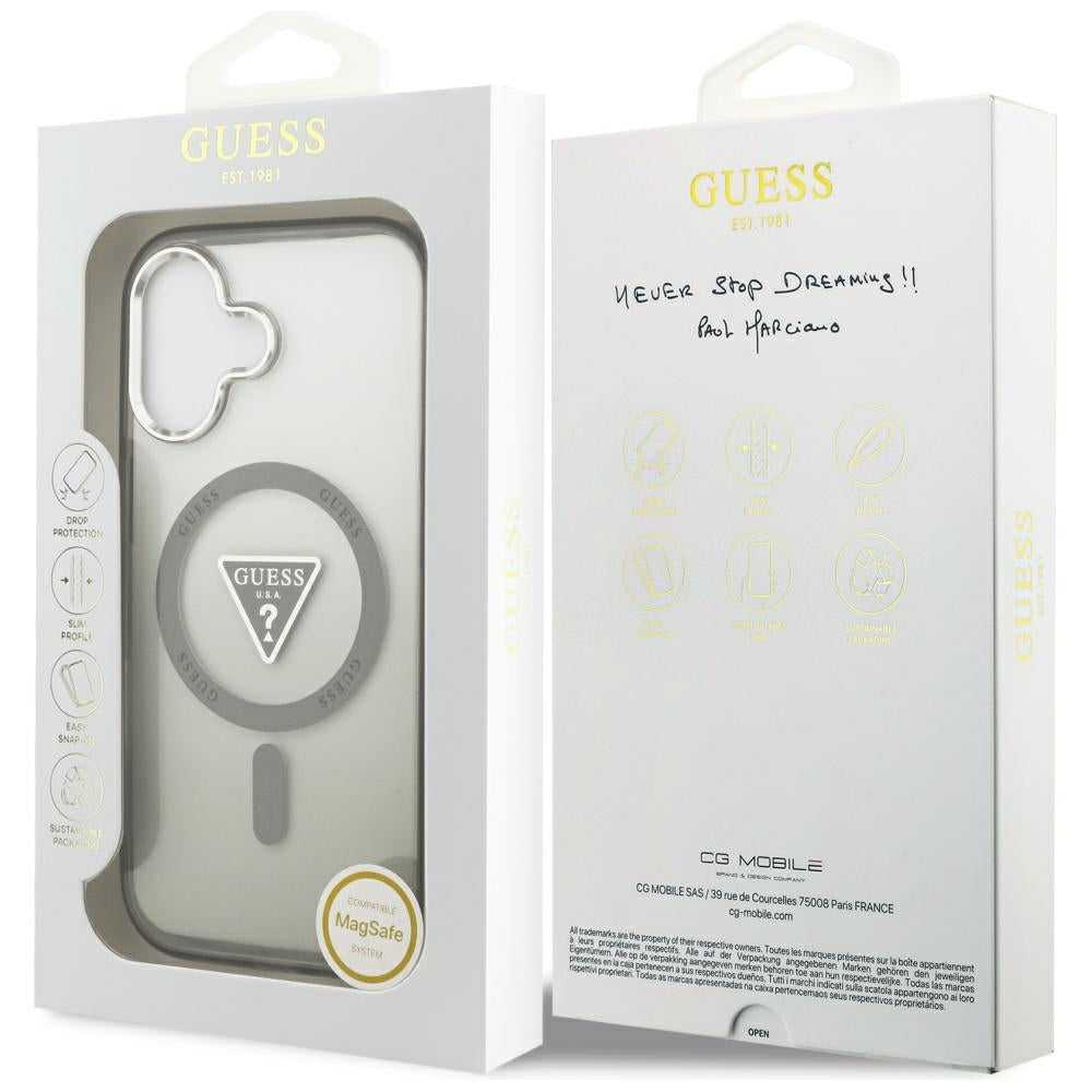 Futrola MagSafe za Apple iPhone 17, Guess, IML Gradient Triangle Logo, Srebrno Kaki