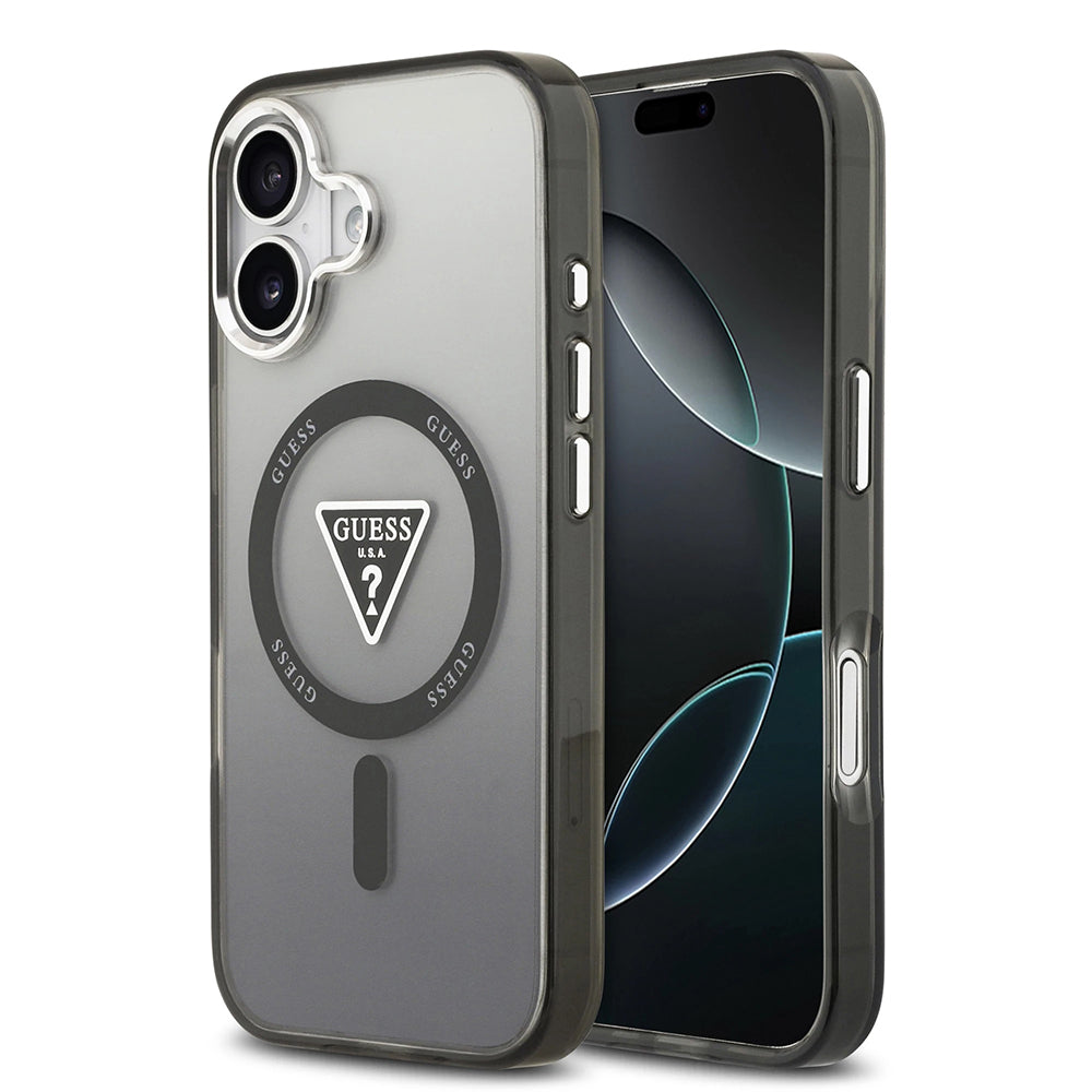 Futrola MagSafe za Apple iPhone 17, Guess, IML Gradient Triangle Logo, Crna