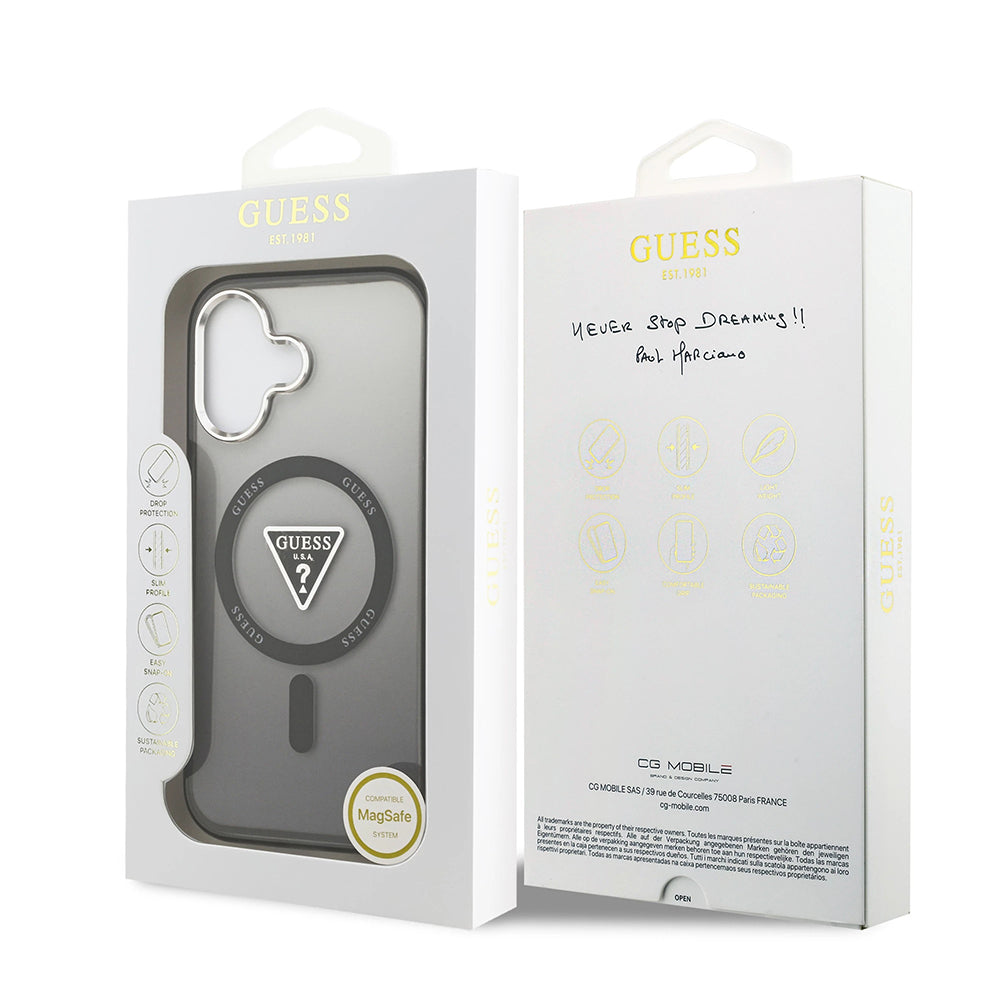 Futrola MagSafe za Apple iPhone 17, Guess, IML Gradient Triangle Logo, Crna