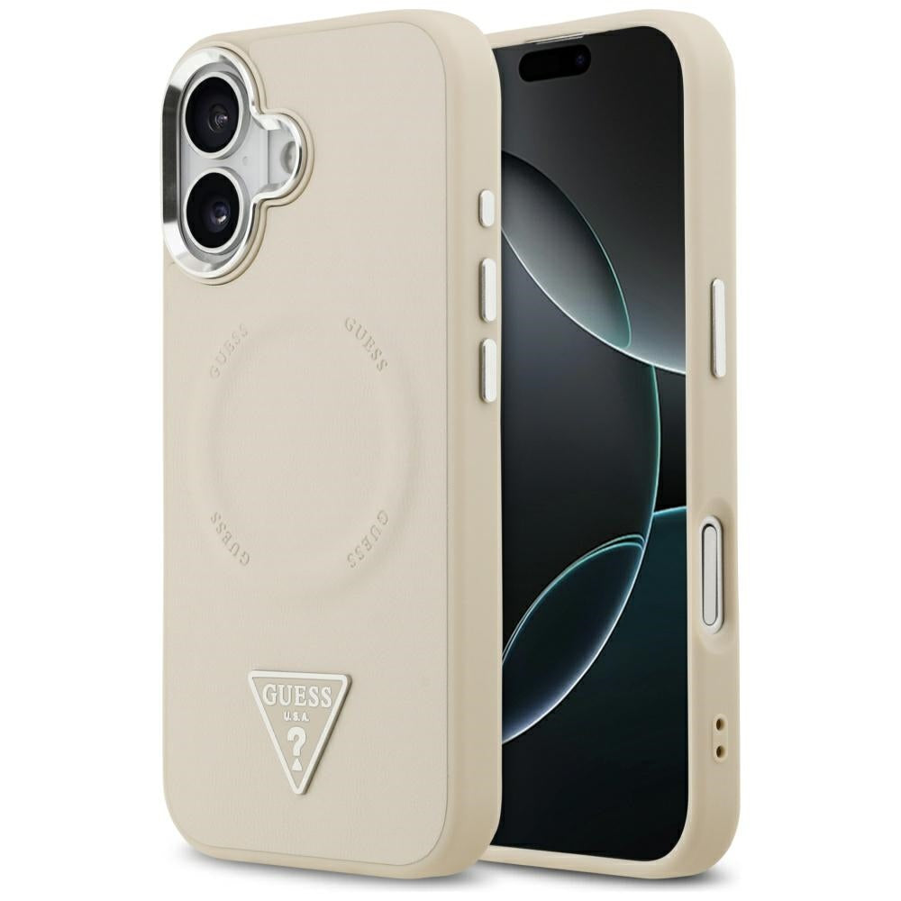 Futrola MagSafe za Apple iPhone 17, Guess, Triangle Logo, Bež Srebrna