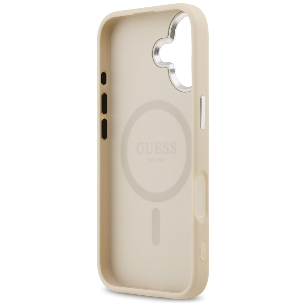 Futrola MagSafe za Apple iPhone 17, Guess, Triangle Logo, Bež Srebrna