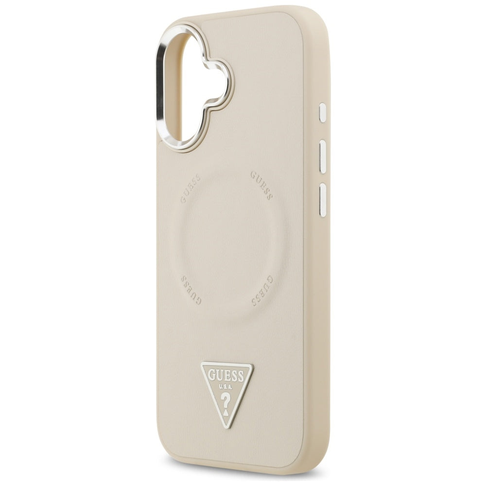 Futrola MagSafe za Apple iPhone 17, Guess, Triangle Logo, Bež Srebrna