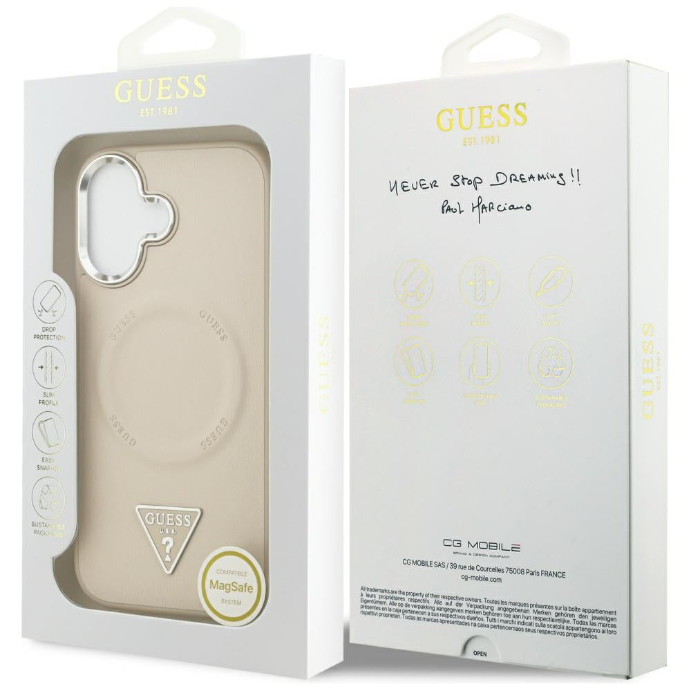 Futrola MagSafe za Apple iPhone 17, Guess, Triangle Logo, Bež Srebrna