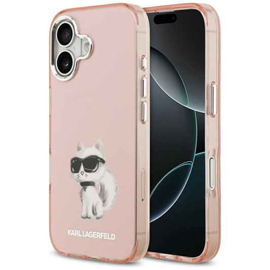 Futrola MagSafe za Apple iPhone 17, Karl Lagerfeld, IML Aquarelle Logo Choupette, Roze