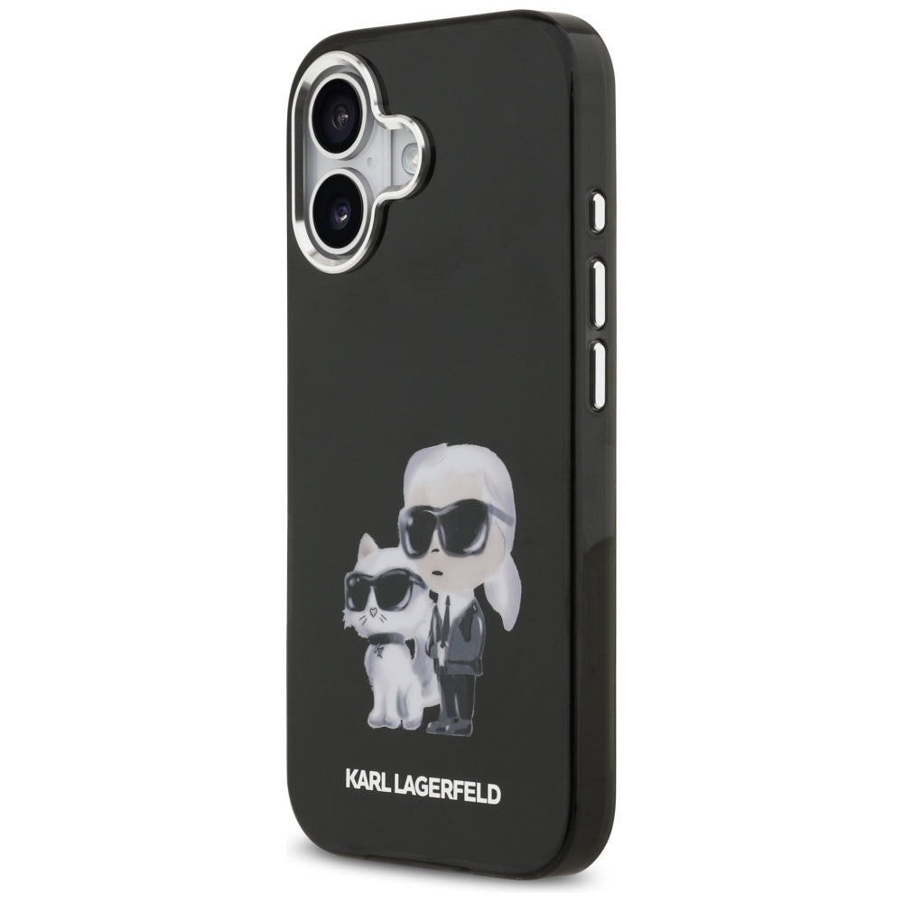 Futrola MagSafe za Apple iPhone 17, Karl Lagerfeld, IML Aquarelle Logo Karl & Choupette, Crna
