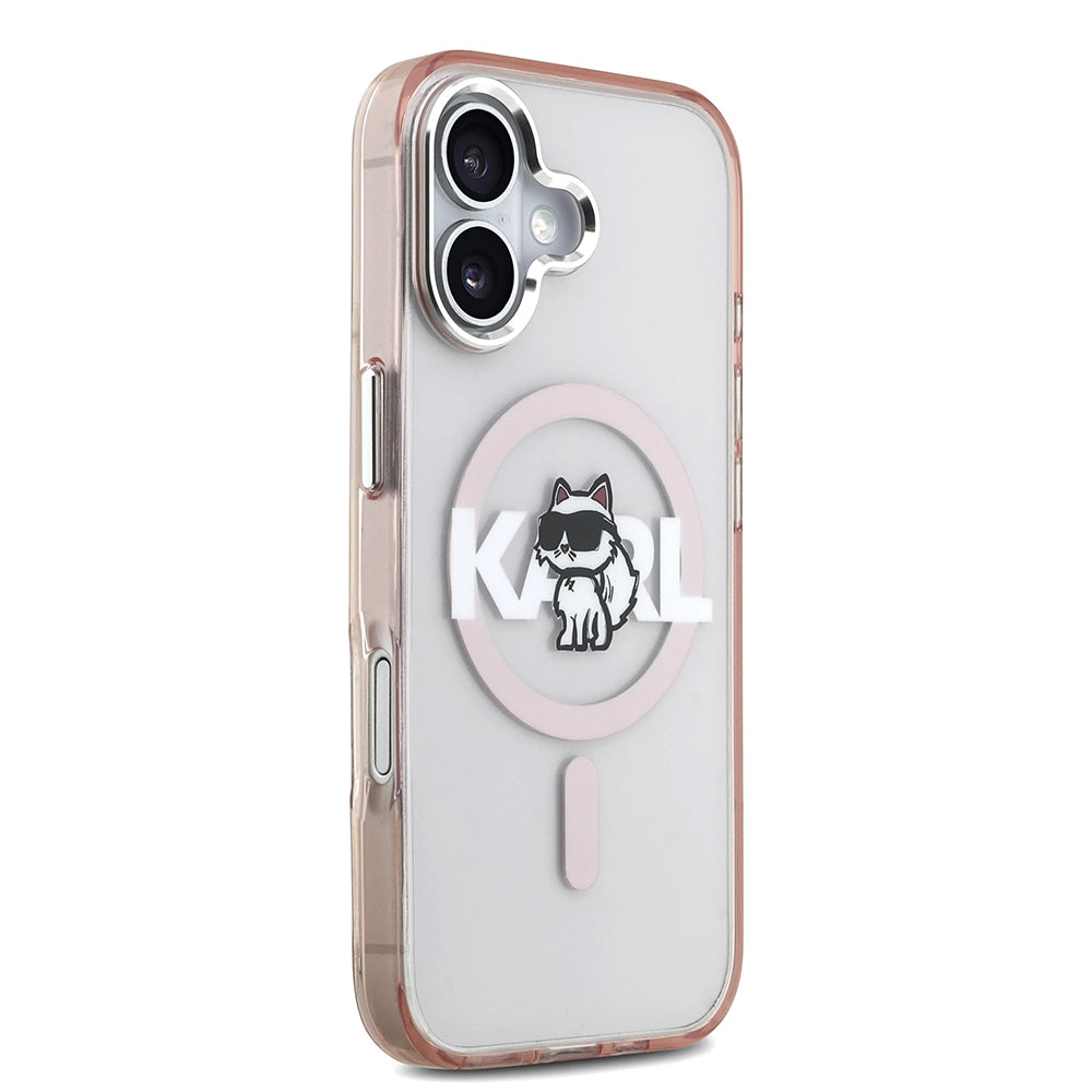 Husa MagSafe za Apple iPhone 17, Karl Lagerfeld, IML Sketch Logo Choupette, Roze